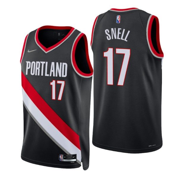 Nike Blazers #17 Tony Snell Black Men’s 2021-22 NBA 75th Anniversary ...