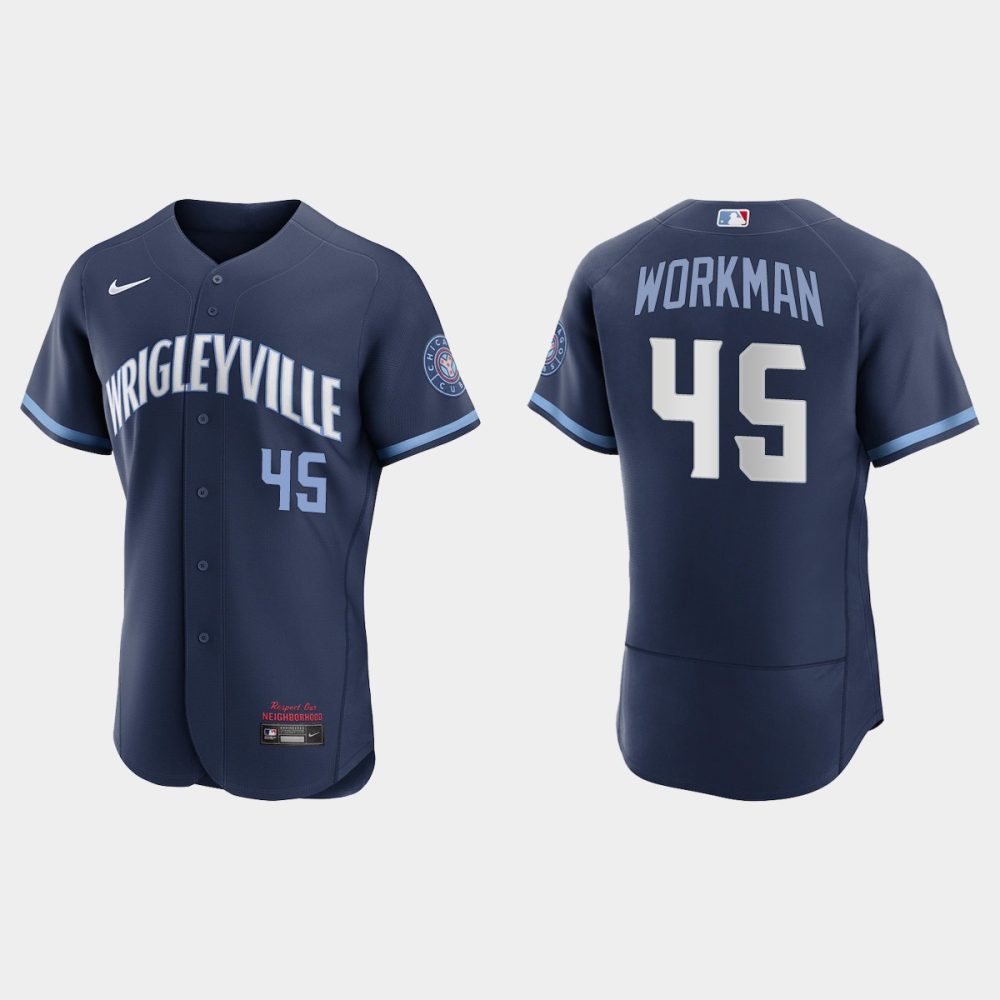 Chicago Cubs #45 Brandon Workman Men’s Nike 2021 City Connect Authentic ...