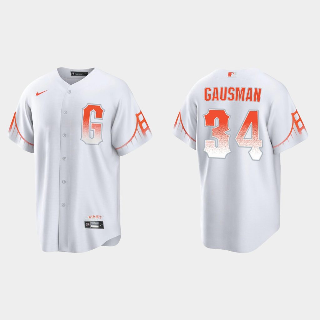 San Francisco Giants #34 Kevin Gausman Menâs 2021 City Connect White Fanâs Version Jersey 