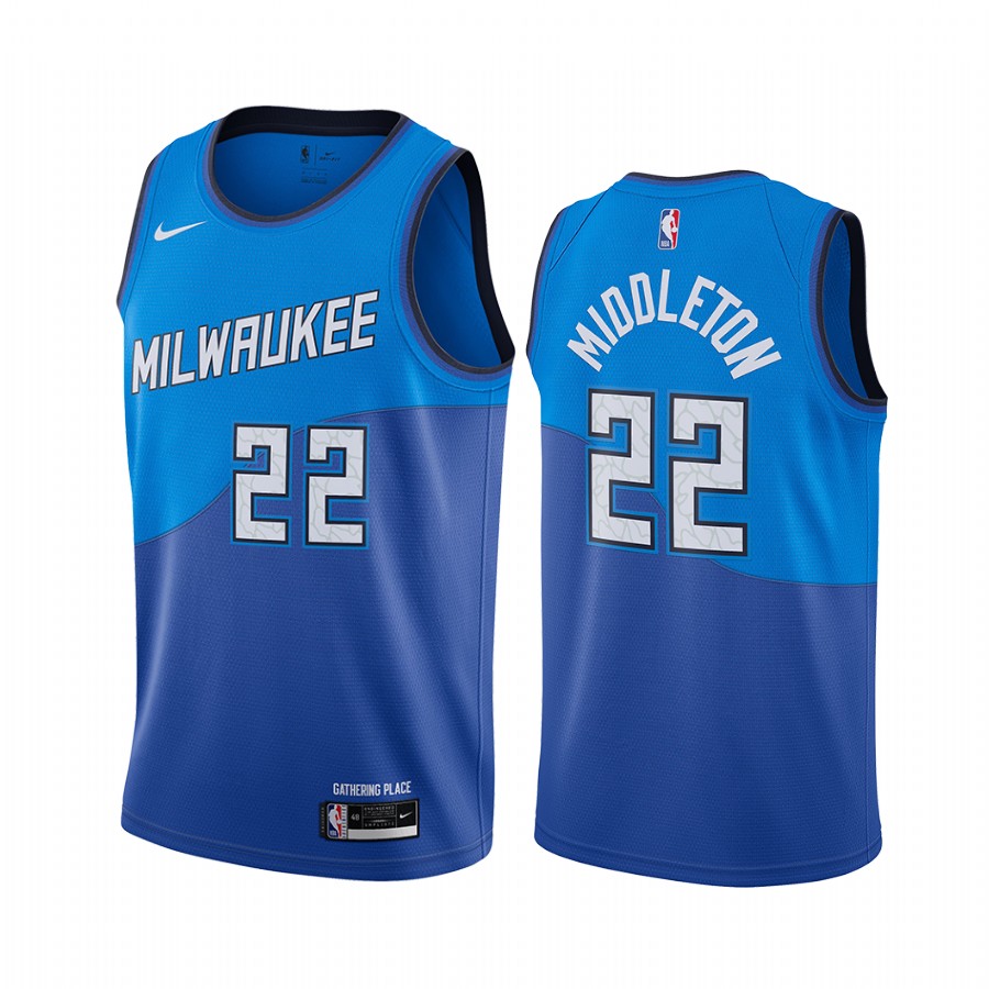 Nike Bucks #22 Khris Middleton Blue Youth NBA Swingman 2020-21 City ...