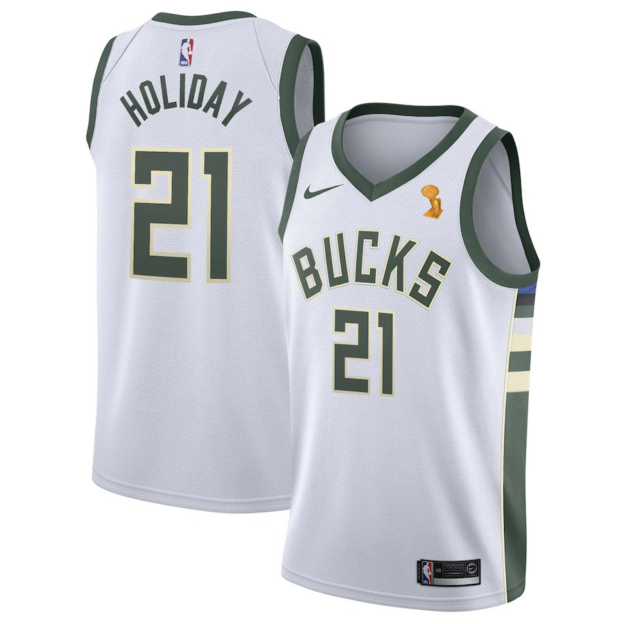 Nike Bucks #21 Jrue Holiday Youth 2021 NBA Finals Champions Swingman ...