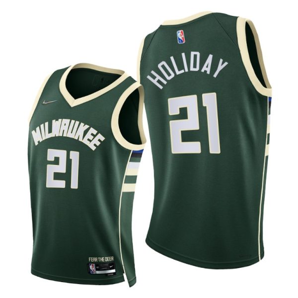 Nike Bucks #21 Jrue Holiday Youth 2021-22 75th Diamond Anniversary NBA ...