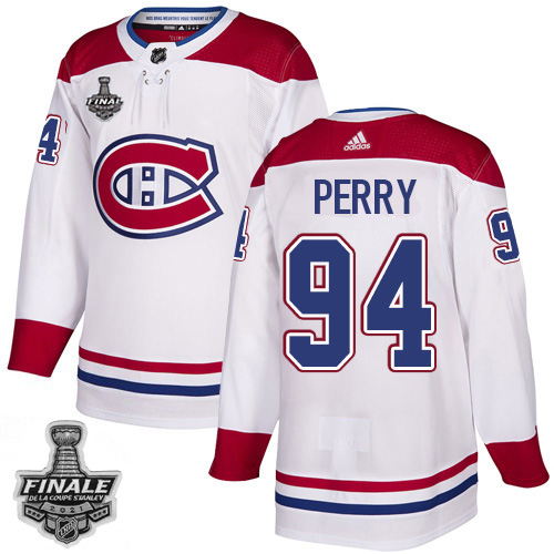 Adidas Canadiens #94 Corey Perry White Road Authentic Youth 2021 NHL ...