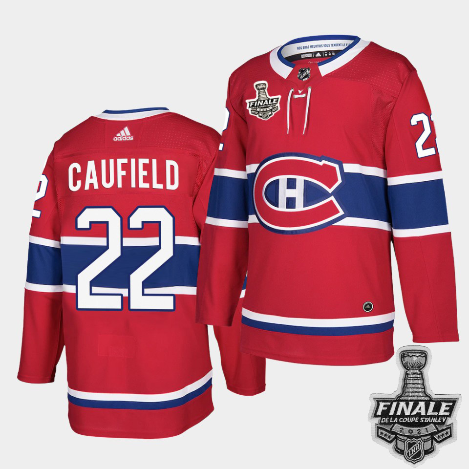 Adidas Canadiens 22 Cole Caufield Red Home Authentic Youth 2021 Nhl Stanley Cup Final Patch 3207