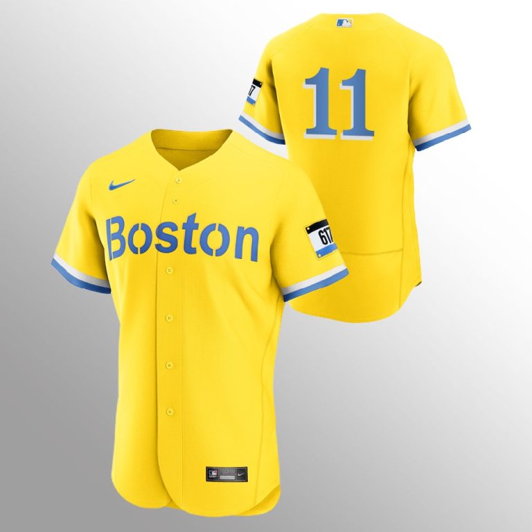 Boston Red Sox #11 Rafael Devers Men’s Nike 2021 City Connect Gold ...