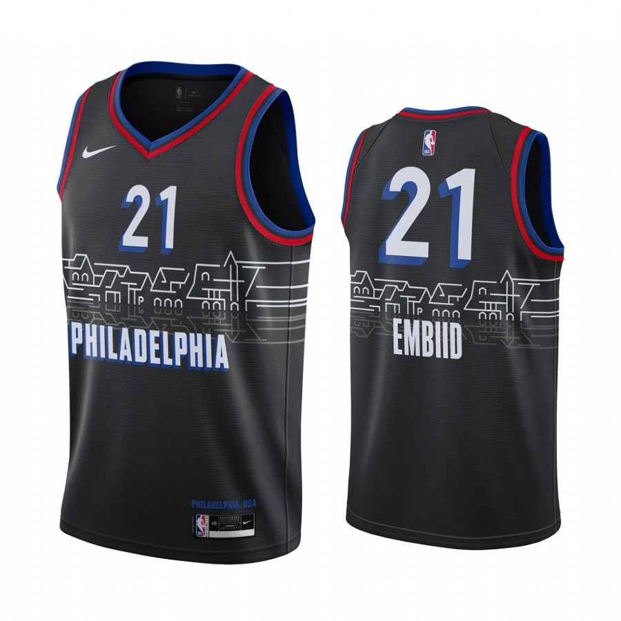 Nike 76ers 21 Joel Embiid Black Womens Nba Swingman 2020 21 City